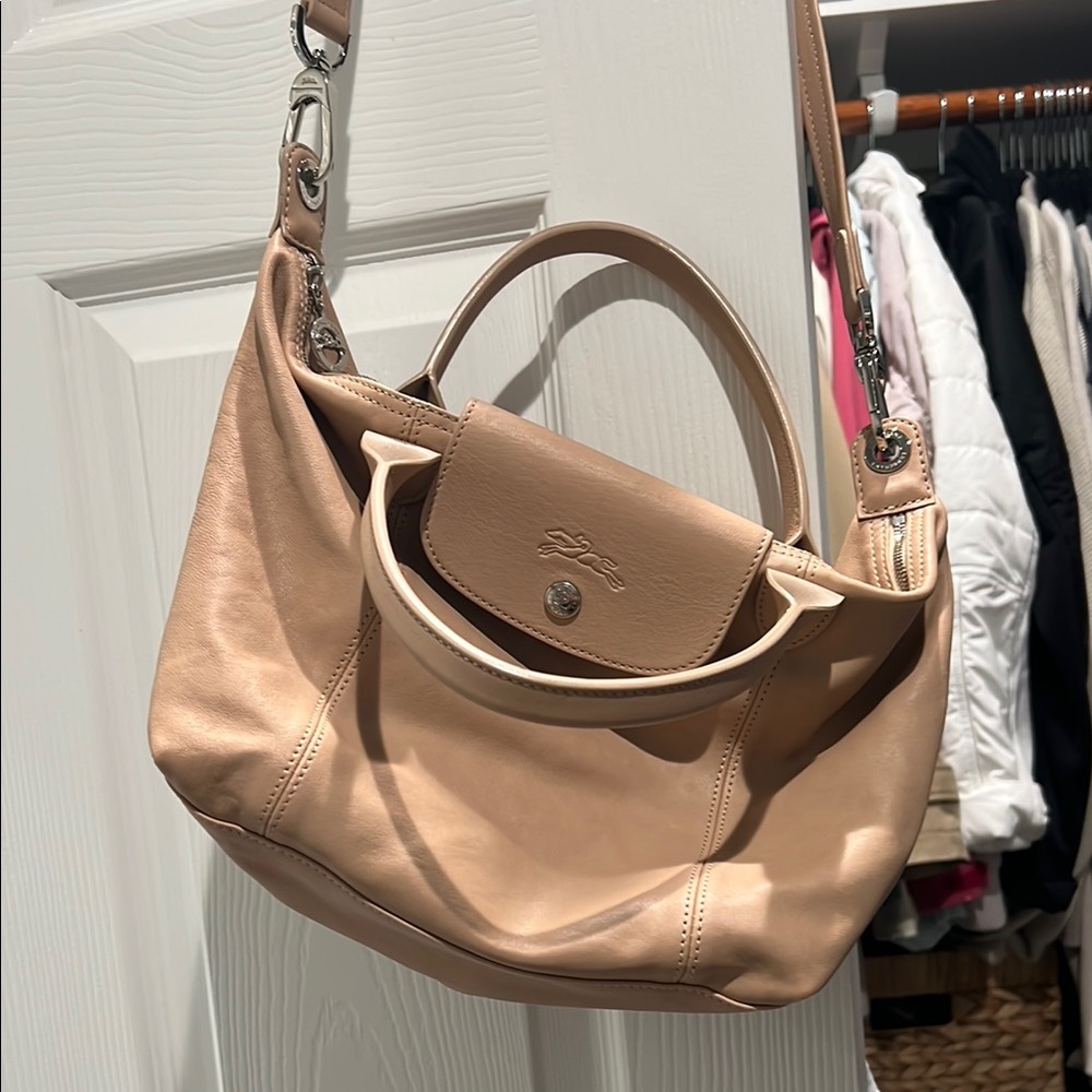 Longchamp Le Pliage Cuir Leather Handbag in Sandy color - Picture 2 of 15